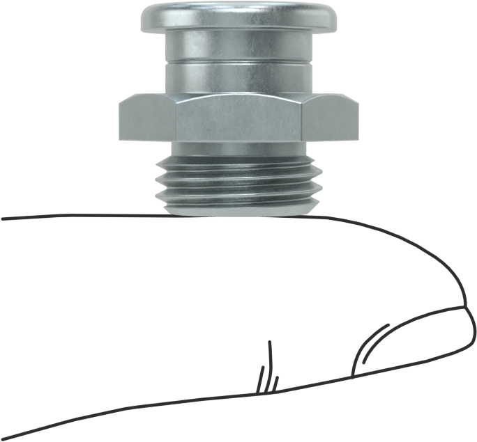 Düğme Başlı Gres Nipeli, Çinko Kaplı Çelik, 1/4 BSPP Erkek, 17 mm Toplam Yükseklik