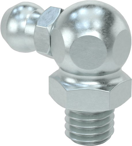 Çinko Kaplı Çelik Gres Nipeli, 90 Derece Dirsek, 1/4"-26 Bsf Erkek, 18 mm Toplam Yükseklik