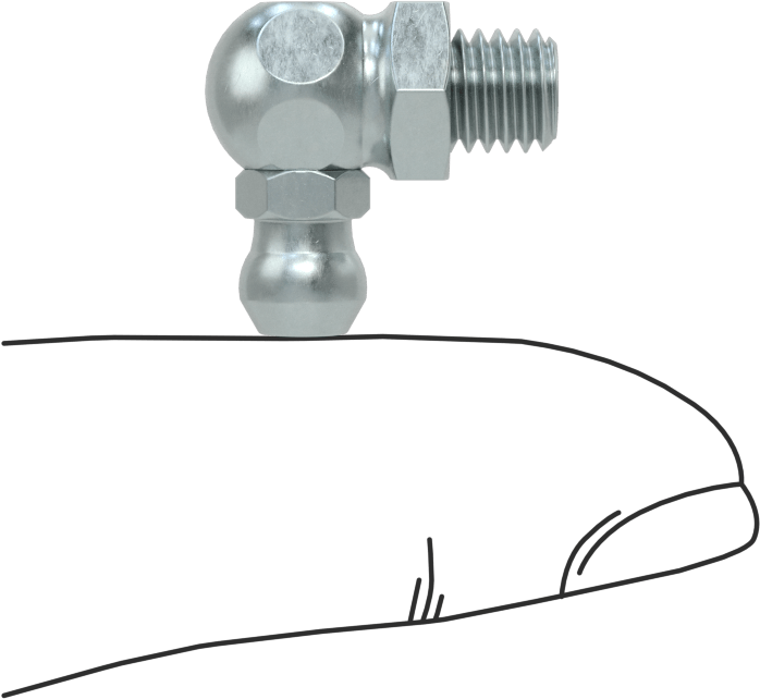 Çinko Kaplı Çelik Gres Nipeli, 90 Derece Dirsek, 1/4"-26 Bsf Erkek, 18 mm Toplam Yükseklik