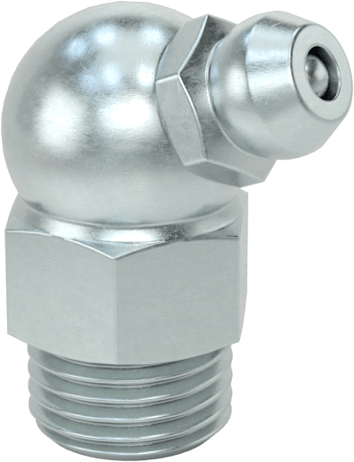 Çinko Kaplı Çelik Gres Nipeli, 67 Derece Dirsek, M10 x 1 mm Erkek, 22 mm Toplam Yükseklik
