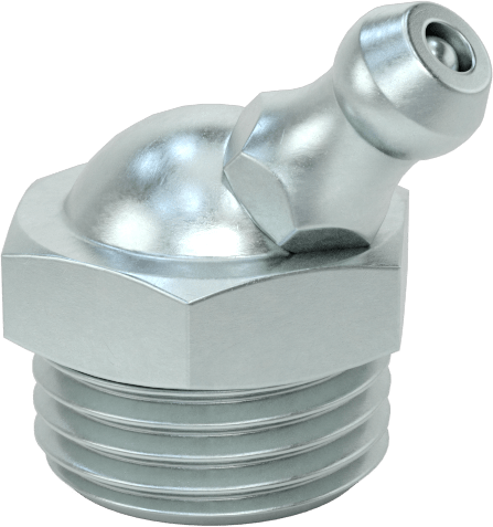 Çinko Kaplı Çelik Gres Nipeli, 45 Derece Dirsek, M16 x 1,5 mm Erkek, 22,5 mm Toplam Yükseklik