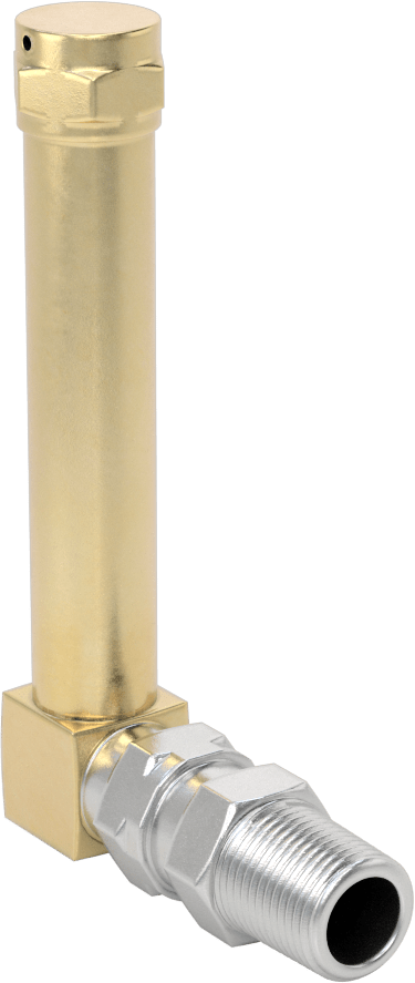 Döner Bağlantılı Yağ Seviyesi Göstergesi, Pirinç Dirsek, 3/8 NPTF Erkek, 4-1/4" Toplam Yükseklik
