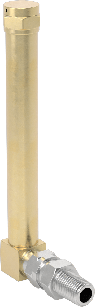 Döner Bağlantılı Yağ Seviyesi Göstergesi, Pirinç Dirsek, 1/4 NPTF Erkek, 5-3/4" Toplam Yükseklik