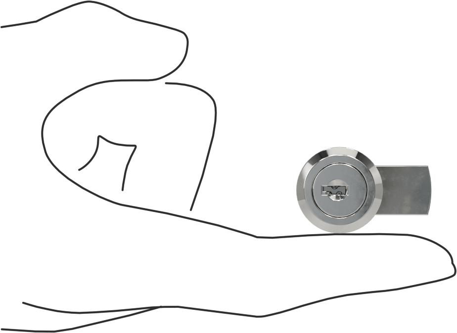 Minyatür Kam Kilidi, Aynı Anahtarlı, Krom Kaplama, 1/2" Mandal Mesafesi, 1/4-Turn