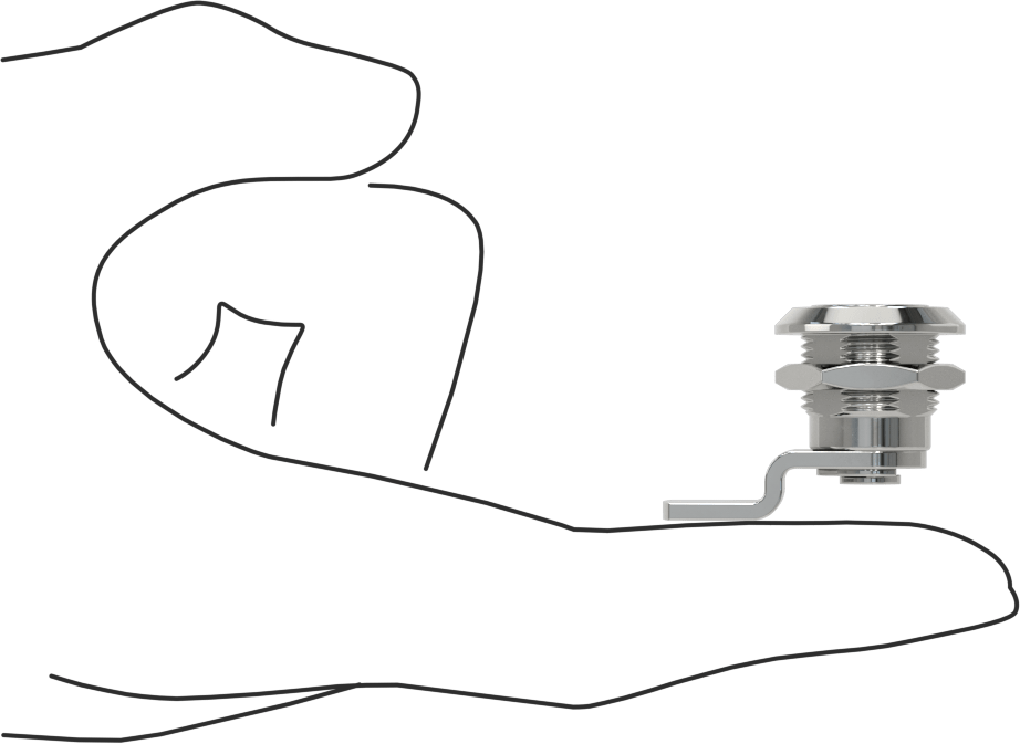 Minyatür Kam Kilidi, Aynı Anahtarlı, Krom Kaplama, 3/4" Mandal Mesafesi, 1/4-Turn