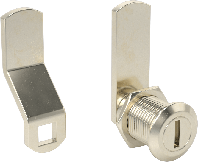 Minyatür Kam Kilidi, Anahtarlı, Nikel Kaplı Çinko, 1/2" Delik Çapı için