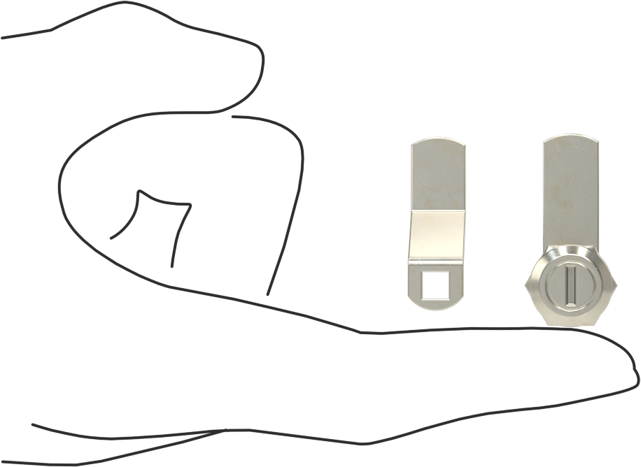 Minyatür Kam Kilidi, Anahtarlı, Nikel Kaplı Çinko, 1/2" Delik Çapı için