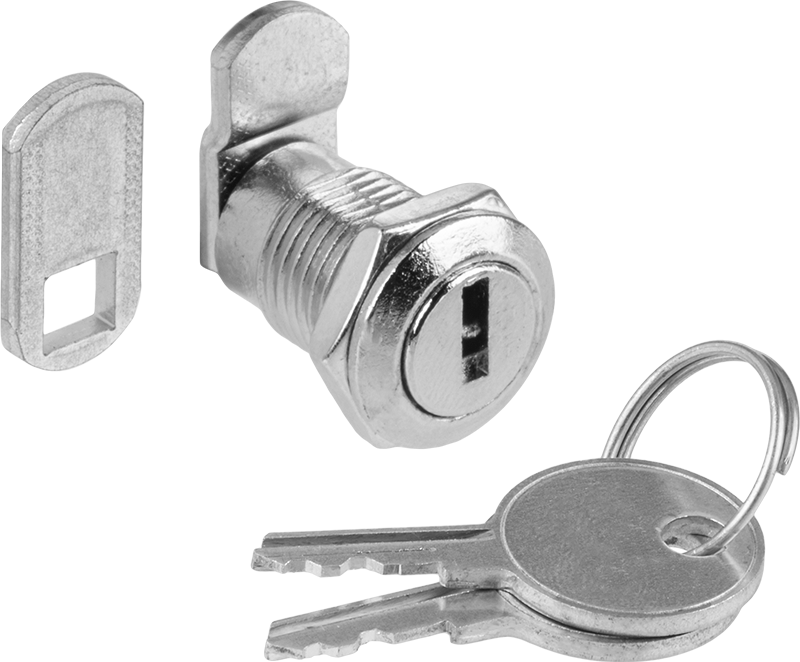 Minyatür Kam Kilidi, Aynı Anahtarlı, Nikel Kaplı, 3/8" Maksimum Kalınlık, Çeyrek Dönüş
