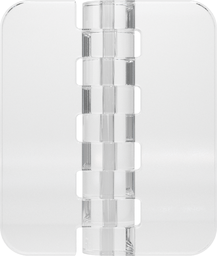 Delikli Olmayan Plastik Menteşeler, Şeffaf Polikarbonat, 2-1/2“ x 1-1/16” Kapı Kanadı