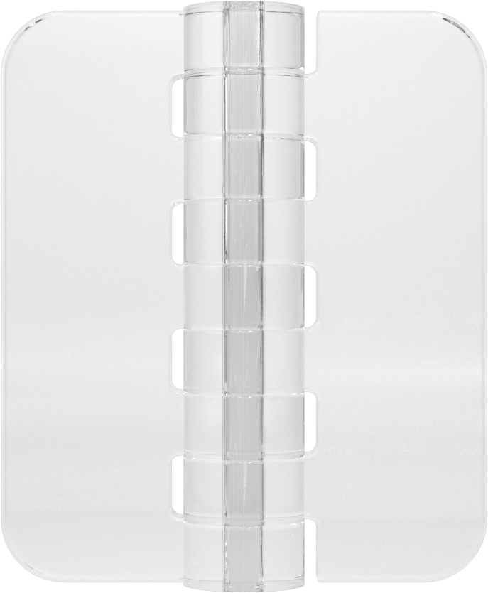 Delikli Olmayan Plastik Menteşeler, Şeffaf Polikarbonat, 2-1/2“ x 1-1/16” Kapı Kanadı