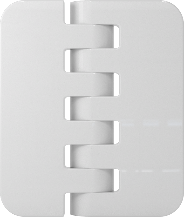 Delikli Olmayan Plastik Menteşeler, Beyaz HDPE Plastik, 2-1/2“ x 1-1/16” Kapı Kanadı