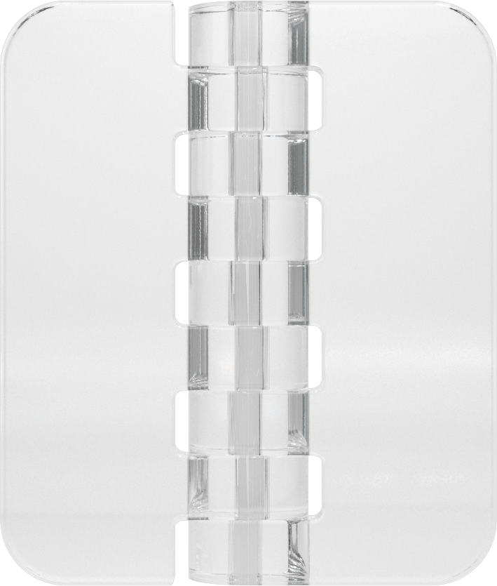 Delikli Olmayan Plastik Menteşeler, Şeffaf Akrilik Plastik, 2-1/2“ x 1-1/16” Kapı Kanadı