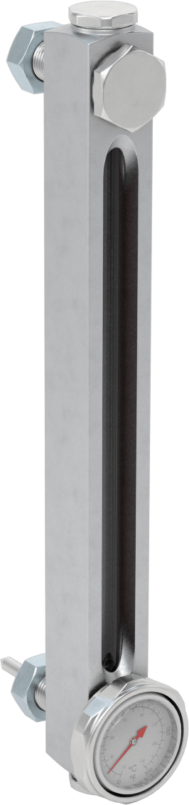 Yüksek Basınçlı Yağ Seviyesi ve Sıcaklık Göstergesi, Vidalı/Duvardan Geçen, 1/2"-20 UNF Erkek, 8" Merkezden Merkeze