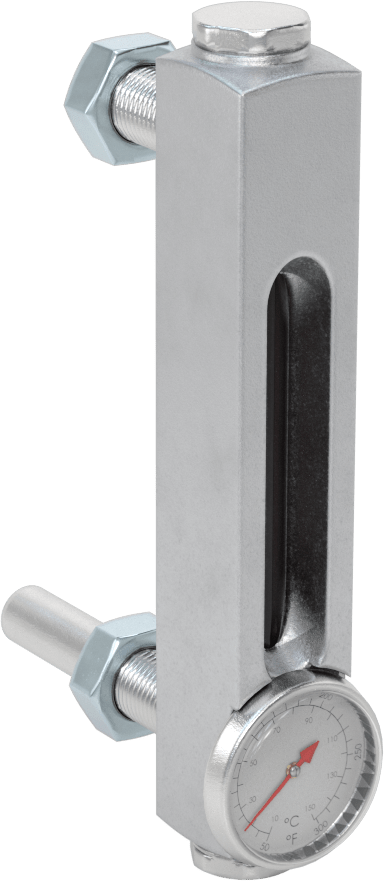 Yüksek Basınçlı Yağ Seviyesi ve Sıcaklık Göstergesi, Duvar Geçişli Montaj Parçası, 1/2"-20 UNF Erkek, 4" Merkezden Merkeze