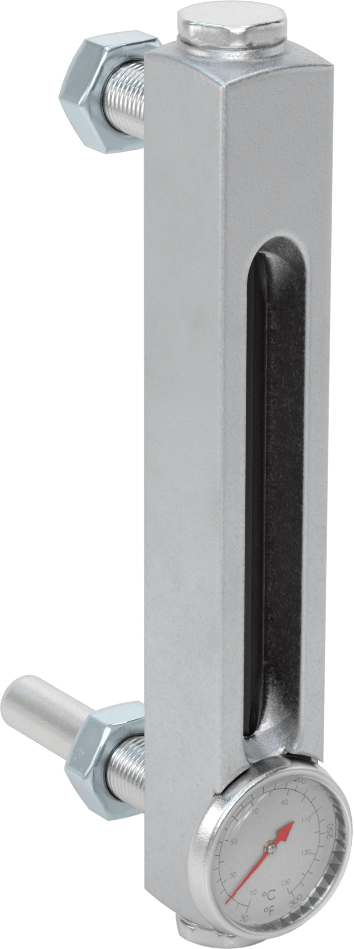 Yüksek Basınçlı Yağ Seviyesi ve Sıcaklık Göstergesi, Duvar Geçişli Montaj Parçası, 1/2"-20 UNF Erkek, 5" Merkezden Merkeze