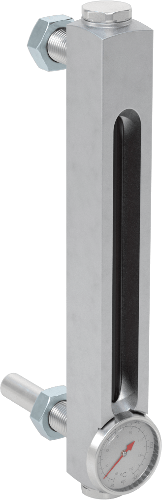 Yüksek Basınçlı Yağ Seviyesi ve Sıcaklık Göstergesi, Duvar Geçişli Montaj Parçası, 1/2"-20 UNF Erkek, 6" Merkezden Merkeze
