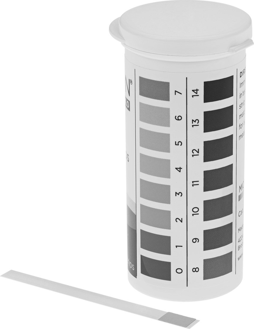 Tek Maddeli Su Kalitesi Test Şeritleri, pH (0,0 ila 14,0 pH) için, 100 Şerit Dahildir