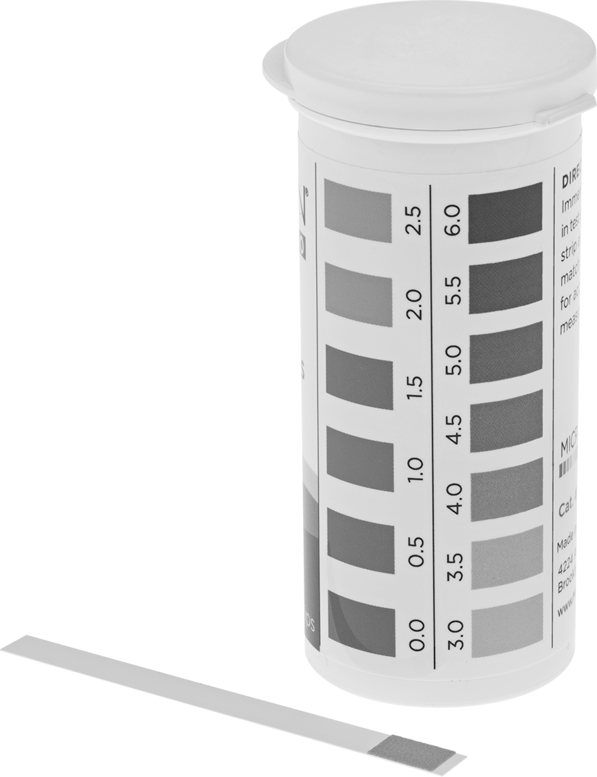 Tek Maddeli Su Kalitesi Test Şeritleri, pH (0,0 ila 6,0 pH) için, 100 Şerit Dahildir