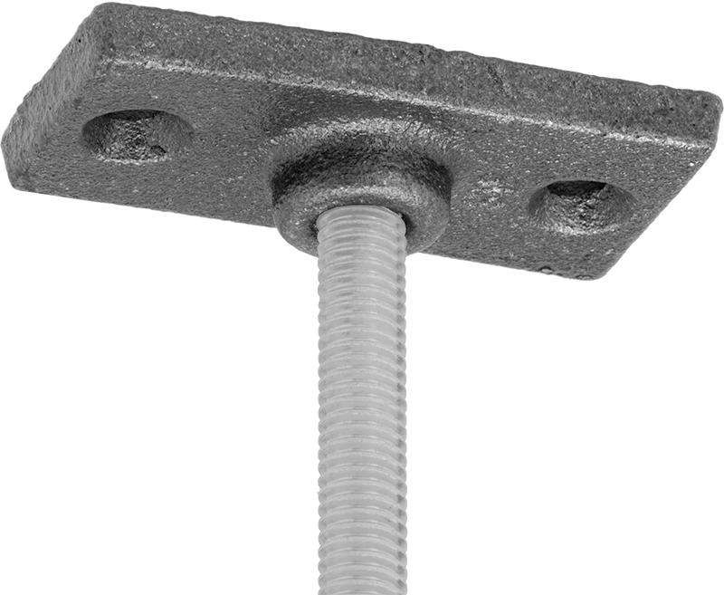 Dişli Çubuk Tavan Montajı, Çinko Kaplı Demir, 1/2"-13 Diş Boyutu için