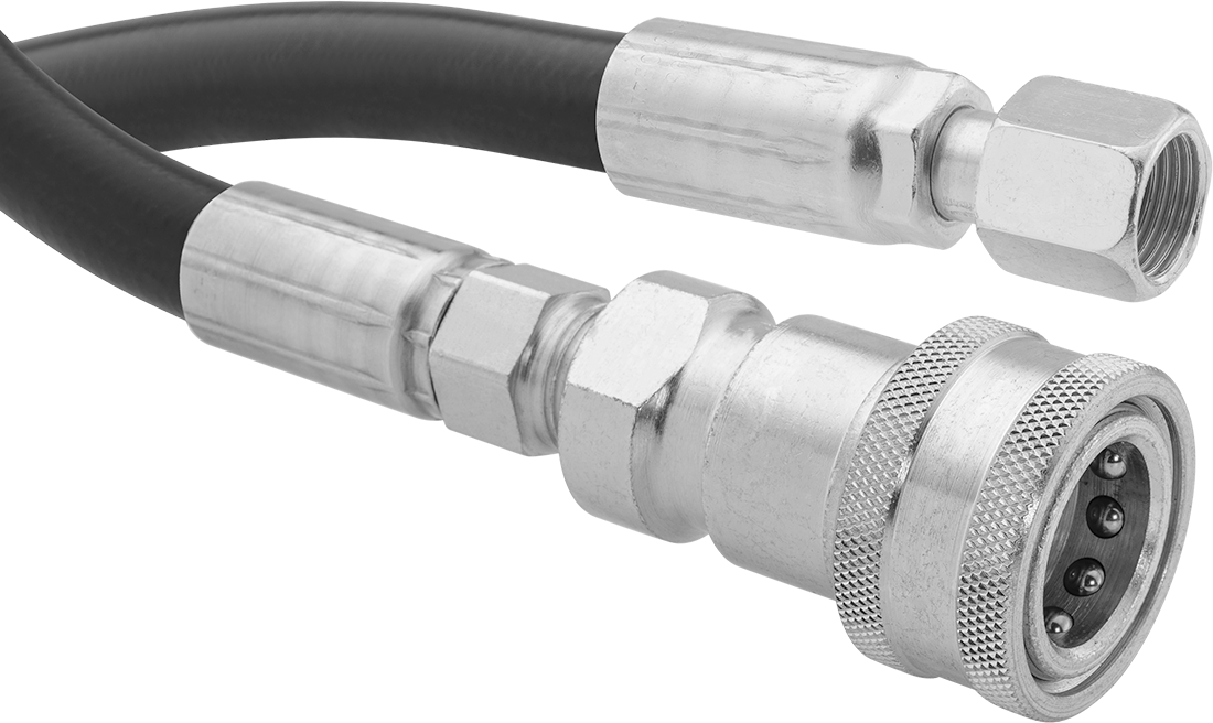 Ekstra Esnek Aşınmaya Dayanıklı Hidrolik Hortum, 1/4 Hızlı Bağlantı Kesme Soketi x 7/16"-20 Flare UNF Dişi ile