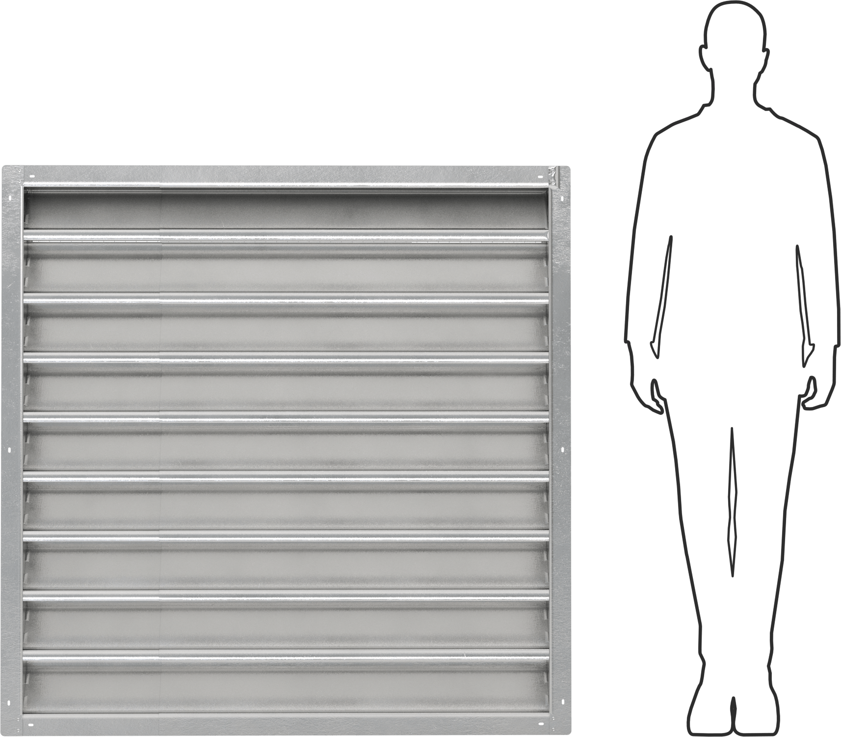 Genişliği Ayarlanabilir Sabit Kanatlı Duvara Monte Panjur, 36“-48” Genişlik x 48" Yükseklik Açıklığı için