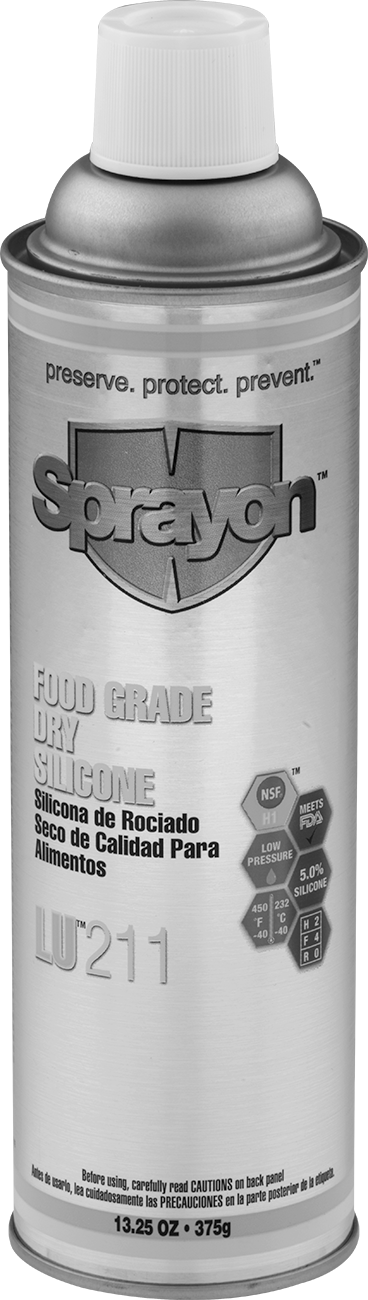 Gıda ve İçecek Kuru Film Yağlayıcı, Sprayon Lu 211 Kuru Silikon, 13,3 oz. Kutu