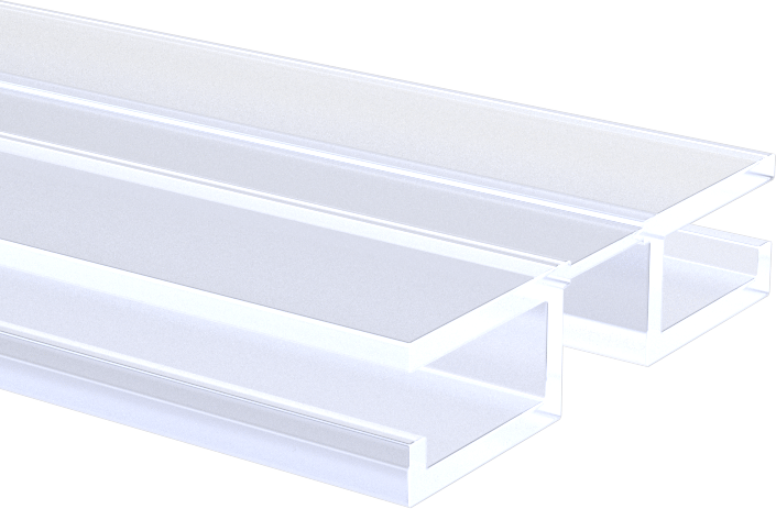 Kaydırmalı Piyano Menteşesi, PVC, 3/16" Panel Kalınlığı, 1-5/16" Genişlik, Şeffaf, Ortası Şeffaf