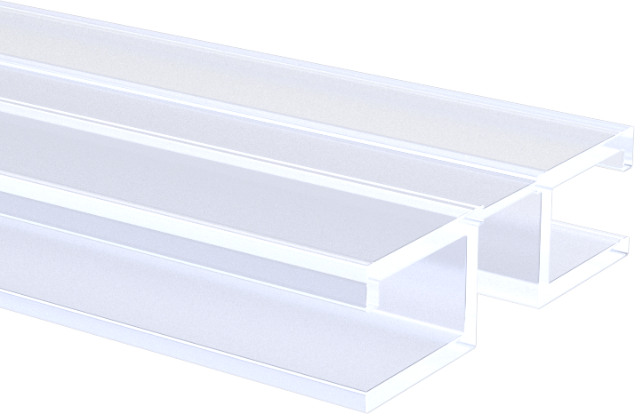 Kaydırmalı Piyano Menteşesi, PVC Plastik, 1/4" Panel Kalınlığı için, 1-5/16" Genişlik, Şeffaf