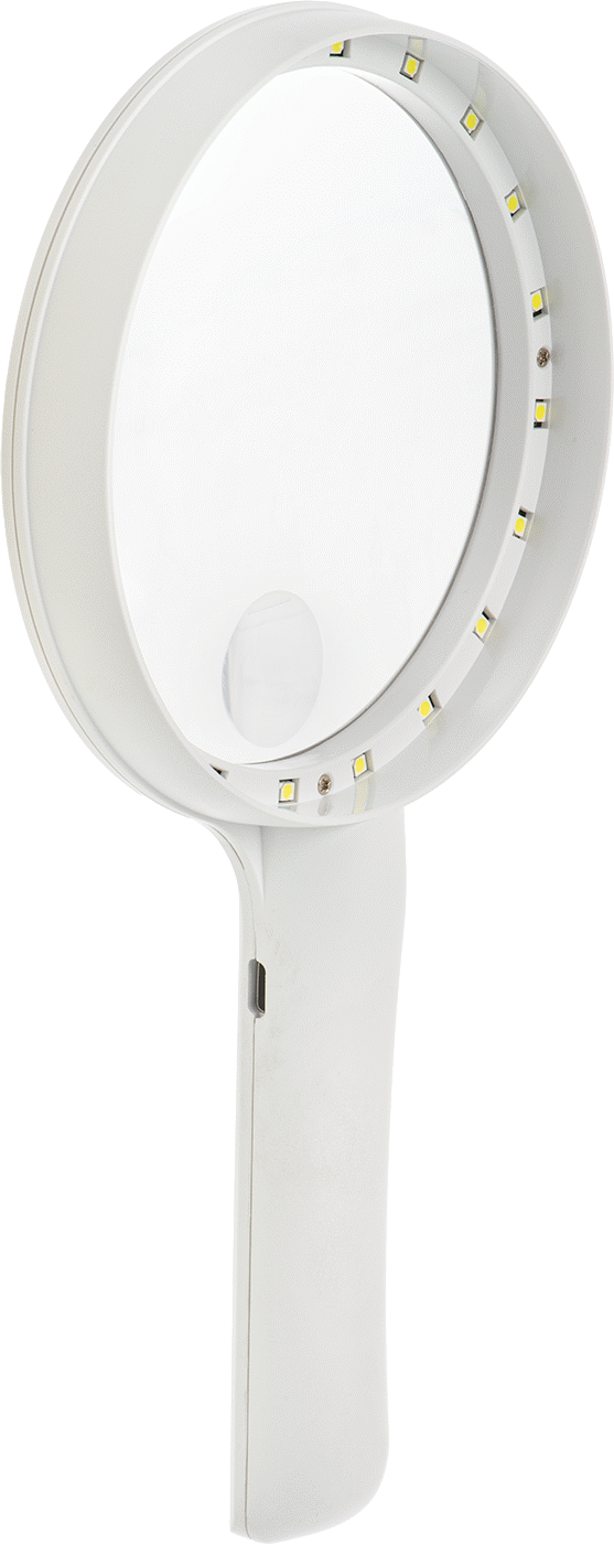 Aydınlatmalı Büyüteci, LED, 2x ve 4x Büyütme, 4-1/8" Çapında Lens