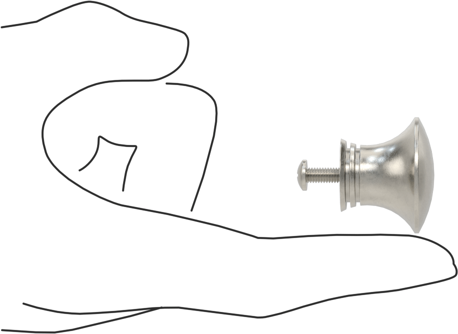 Dişli Delikli Montaj Çekme Düğmesi, Pürüzsüz Tutamak, 30 mm Çap x 5 mm Yüksek Başlık, 19 mm Çaplı Göbek