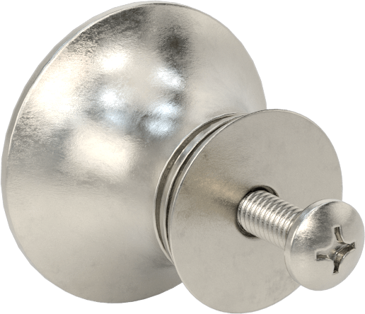 Dişli Delikli Montaj Çekme Düğmesi, Pürüzsüz Tutamak, 30 mm Çap x 5 mm Yüksek Başlık, 19 mm Çaplı Göbek
