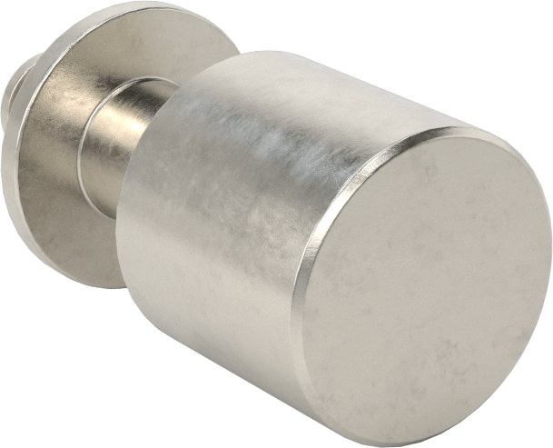 Dişli Delikli Montaj Çekme Düğmesi, Pürüzsüz Tutamak, 20 mm Çap x 19 mm Yükseklik Başlık, 20 mm Çaplı Göbek