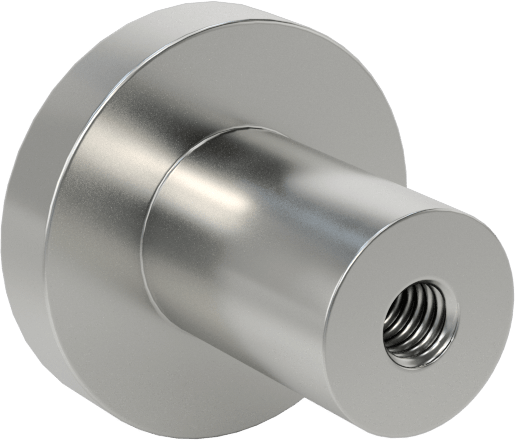 Dişli Delikli Montaj Çekme Düğmesi, Pürüzsüz Tutamak, 20 mm Çap x 4 mm Yüksek Başlık