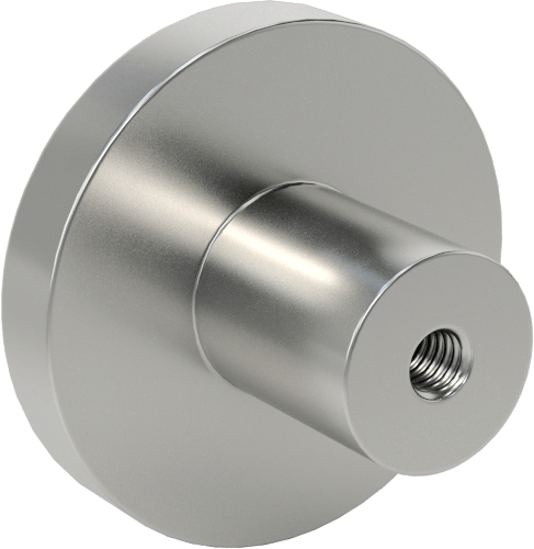 Dişli Delikli Montaj Çekme Düğmesi, Pürüzsüz Tutamak, 30 mm Çap x 5 mm Yüksek Başlık, 12 mm Çaplı Göbek