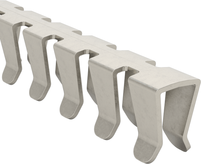 Esnek Paslanmaz Çelik Kenar Çıtası, Yüksek Sıcaklık, 1/16“ Genişlik x 3/16” İç Yükseklik, 5 Fit Uzunluk