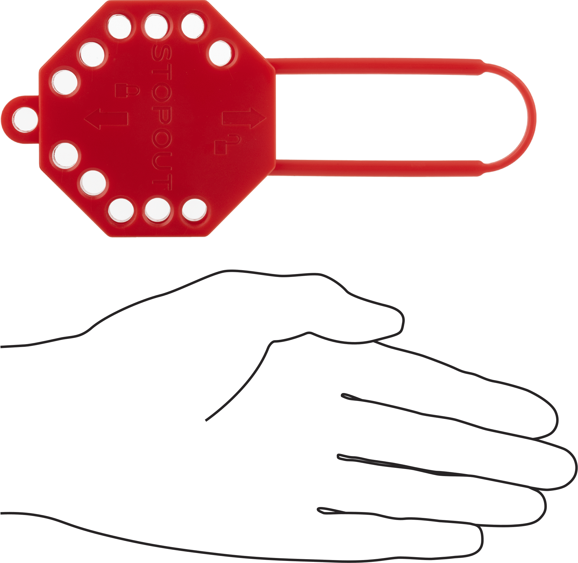İletken Olmayan Kilitleme Mandalı, 3-1/2“ Dikey x 1-1/4” Yatay Boşluk, 1/2" Hasp Kalınlığı