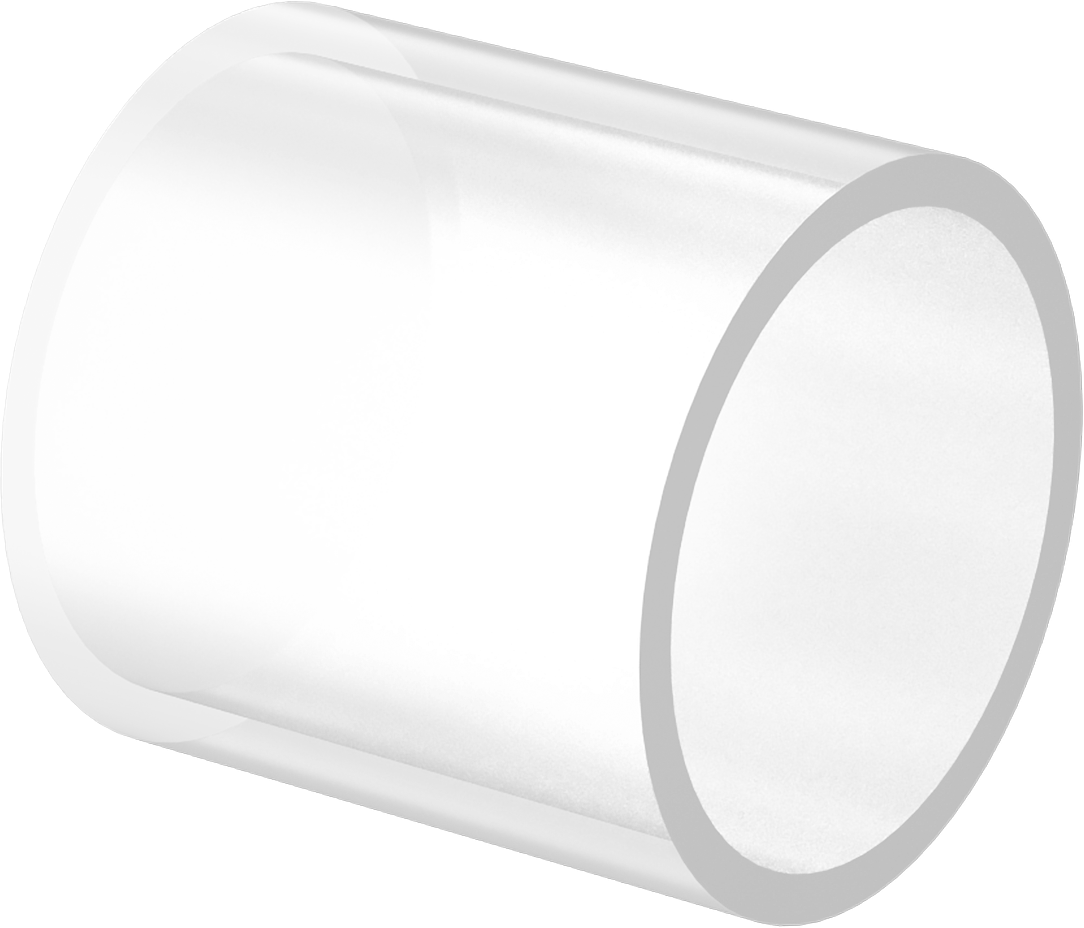 Basınç Dereceli Borosilikat Cam Tüp, 3" OD, 2-19/32" ID, 3" Uzunluk