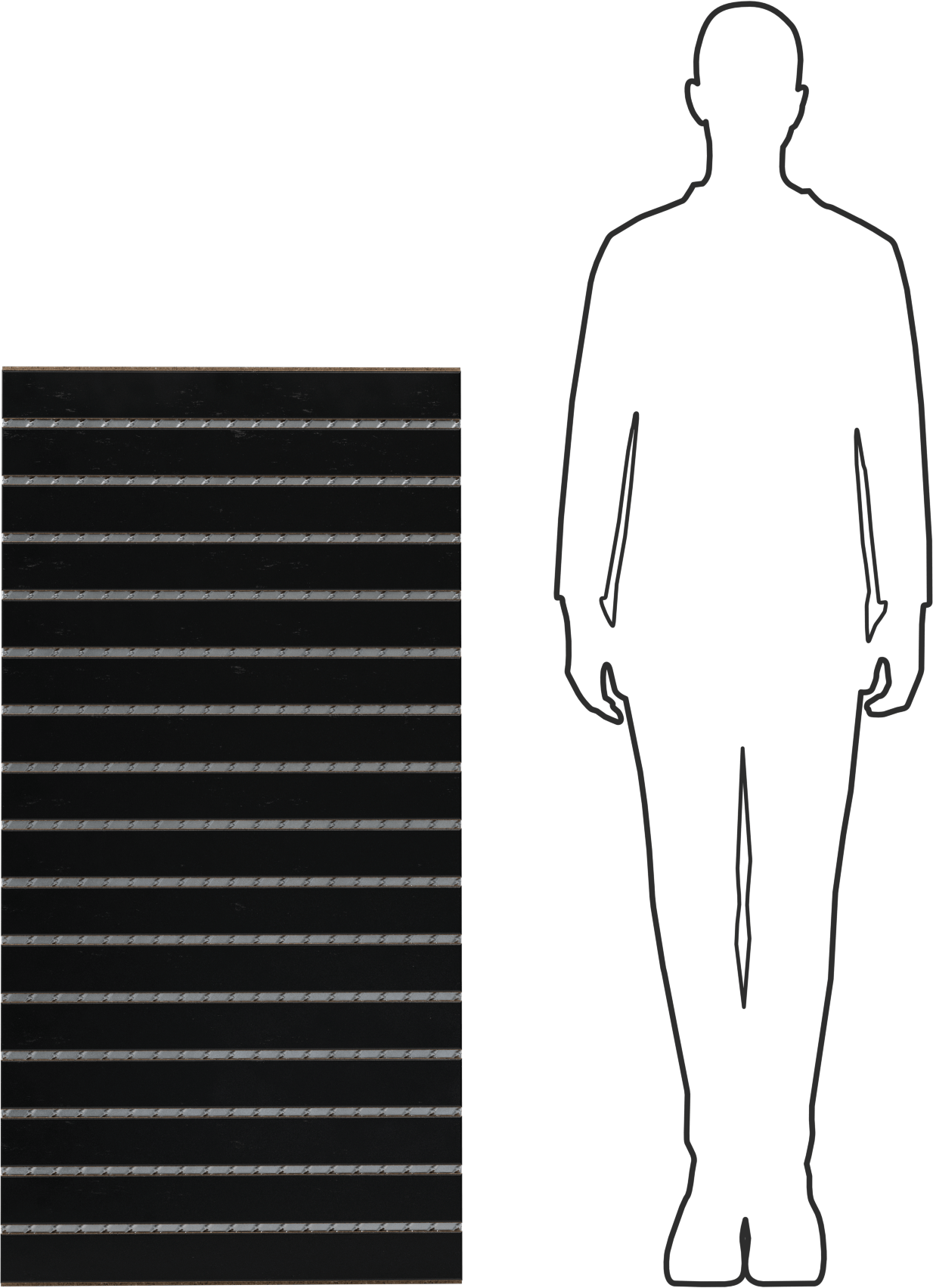 Slatwall, Siyah Plastik-Laminat Kompozit Ahşap, 24" x 48"
