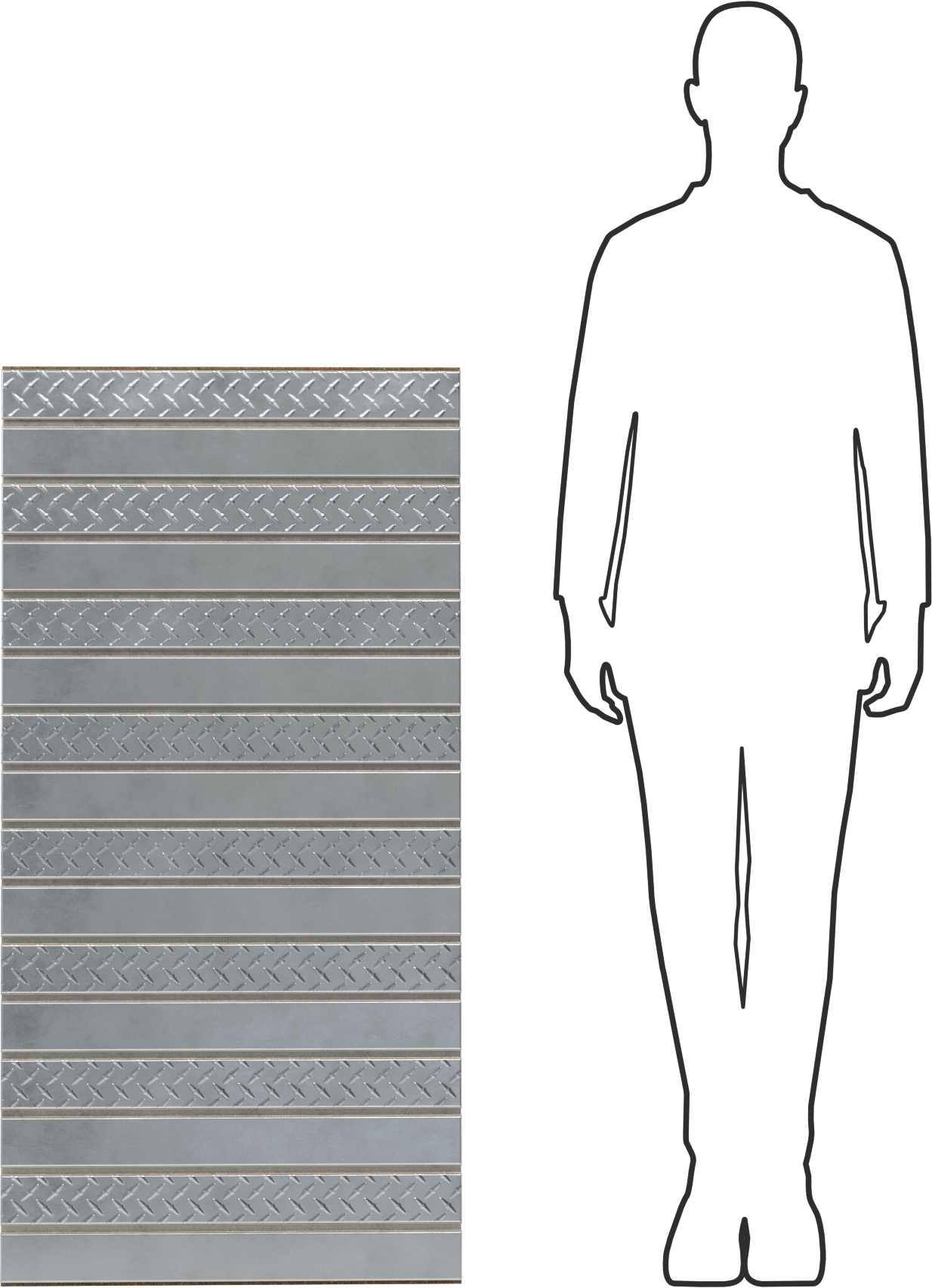 Slatwall, Ağır Hizmet Tipi, Elmas Desenli Alüminyum, Paslanmaz Çelik, 24 inç Genişlik x 48 inç Yükseklik