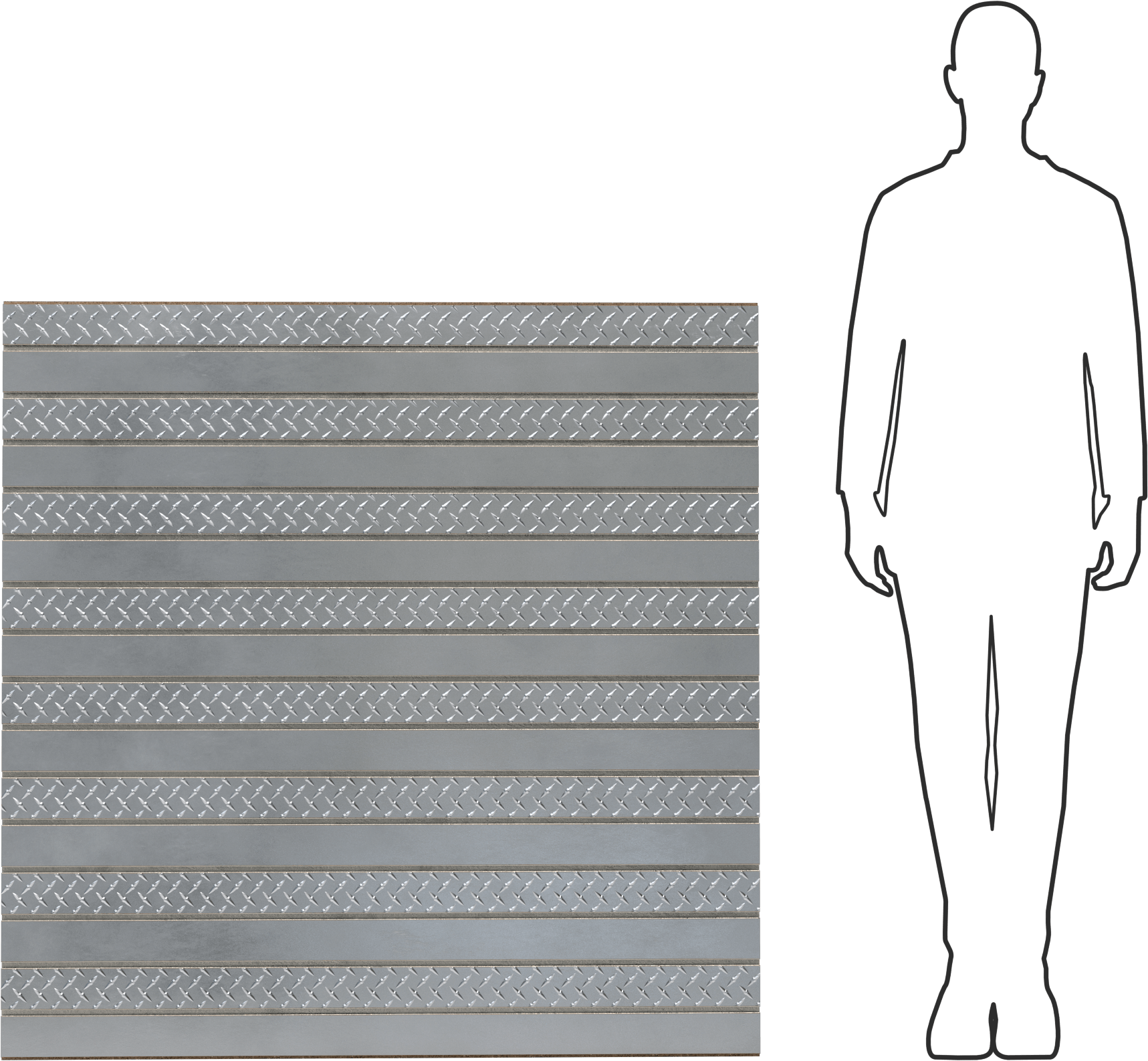 Slatwall, Ağır Hizmet Tipi, Elmas Desenli Alüminyum, Paslanmaz Çelik, 48 inç Genişlik x 48 inç Yükseklik