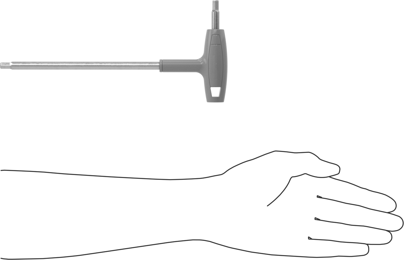 Yüksek Kaldıraçlı Paslanmaz Çelik T-Saplı Altıgen Anahtar, 1/4" Tahrik Boyutu, 9-1/4" Toplam Uzunluk