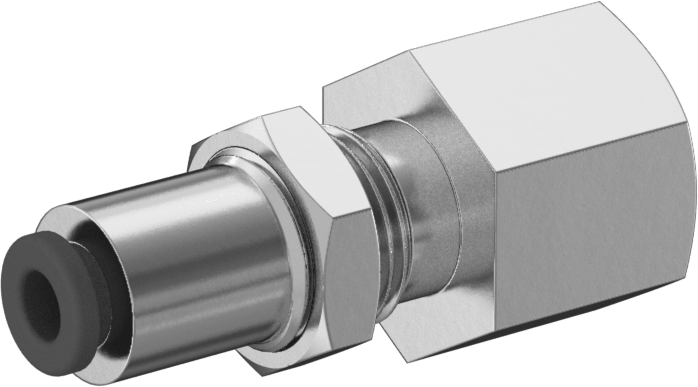 Hava için Kesme Özellikli Baskı ile Bağlantı Elemanı, Duvar Geçişli Adaptör, 4 mm Boru Dış Çapı x 1/4 BSPT Dişi için