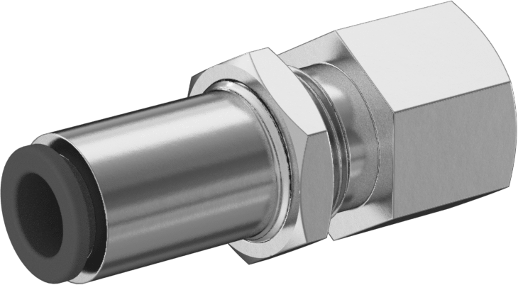 Hava için Kesme Özellikli Baskı ile Bağlantı Elemanı, Duvar Geçişli Adaptör, 8 mm Boru Dış Çapı x 3/8 BSPT Dişi için