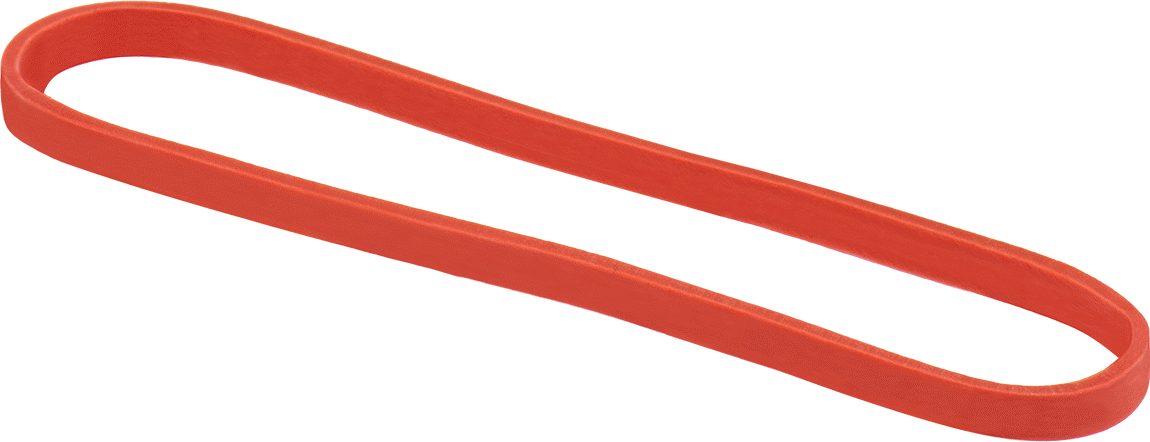 Lastik Bantlar, Kırmızı Doğal Kauçuk, Boyut 36, 1/8“ Genişlik x 5” Uzunluk