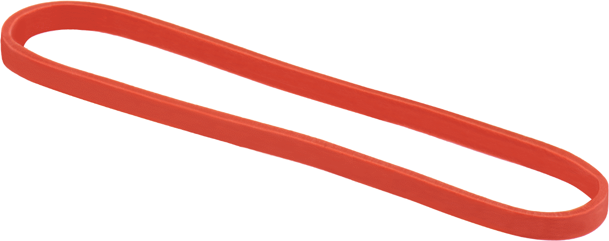 Lastik Bantlar, Kırmızı Doğal Kauçuk, Boyut 38, 1/8“ Genişlik x 6” Uzunluk