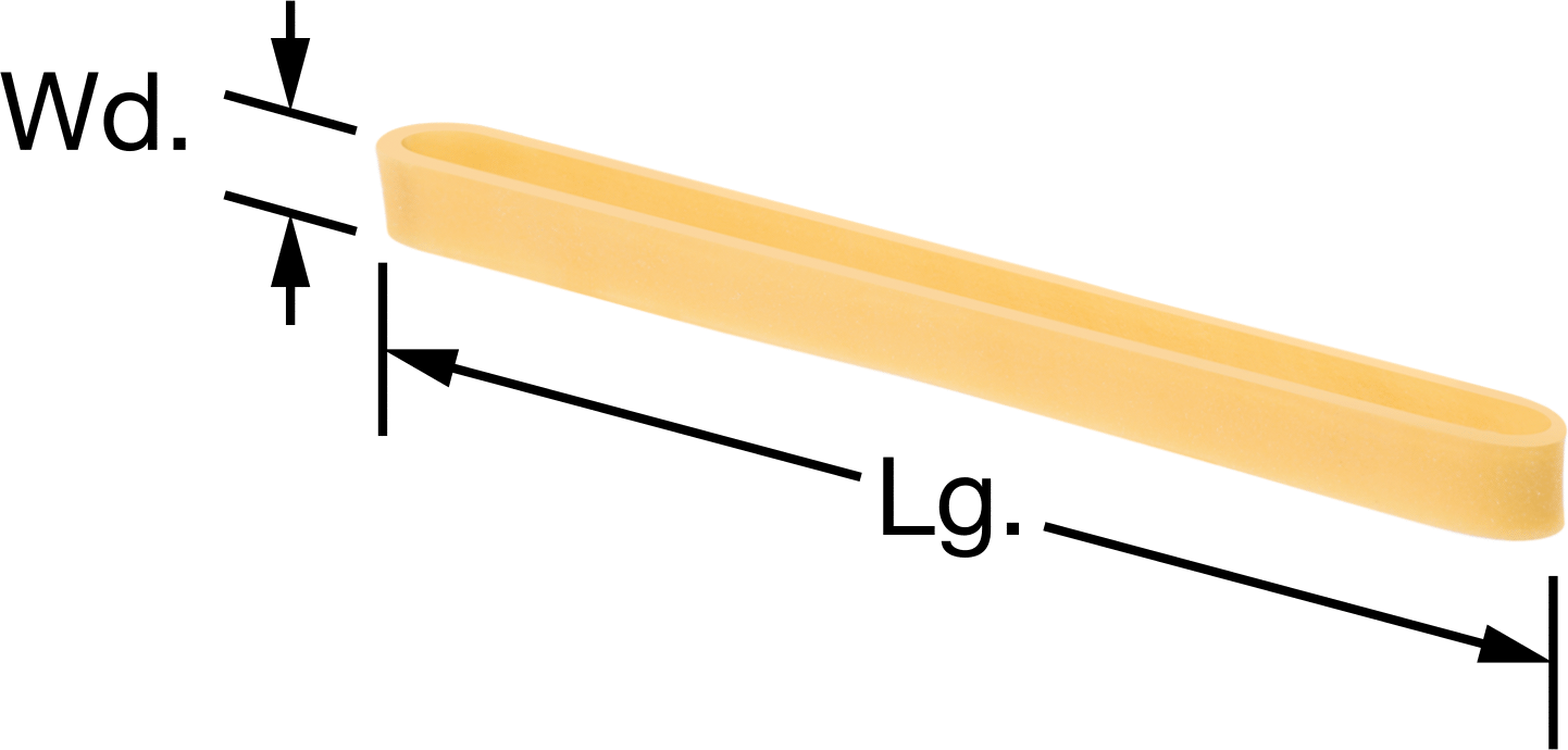 Doğal Lastik Bantlar, Boyut 64, 1/4“ Genişlik x 3-1/2” Uzunluk