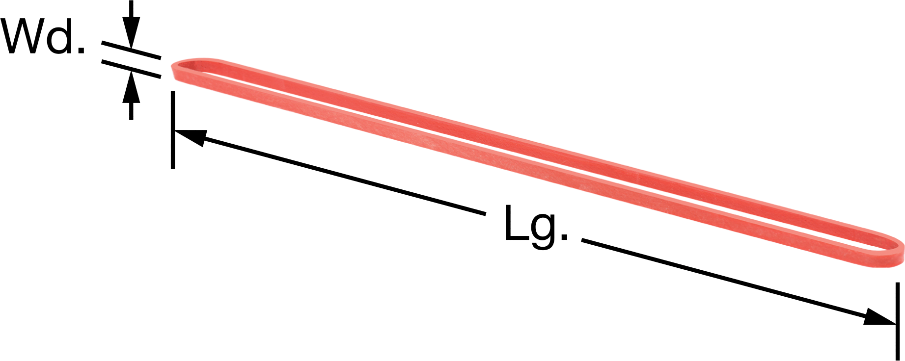 Lastik Bantlar, Doğal, Boyut 117B, 1/8“ Genişlik x 7” Uzunluk, Kırmızı