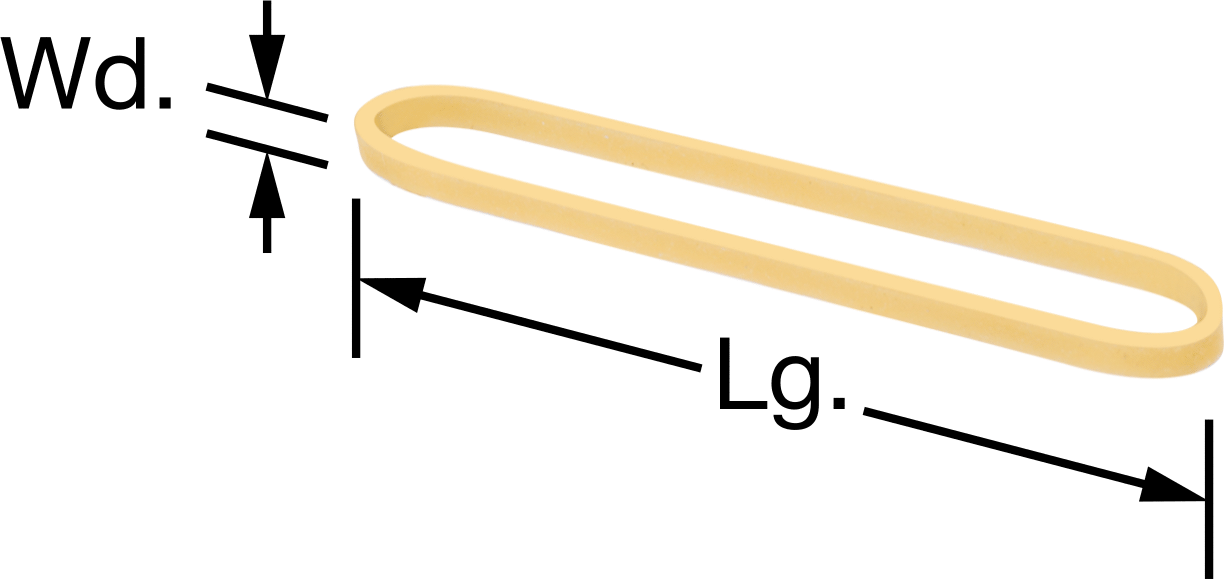 Doğal Lastik Bantlar, 12 Boyut, 1/16“ Genişlik x 1-3/4” Uzunluk