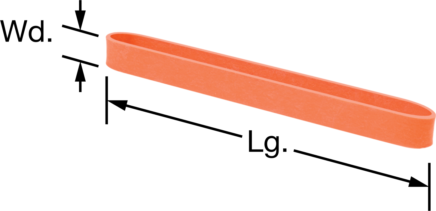 Sentetik Lastik Bantlar, Boyut 64, 1/4“ Genişlik x 3,5” Uzunluk