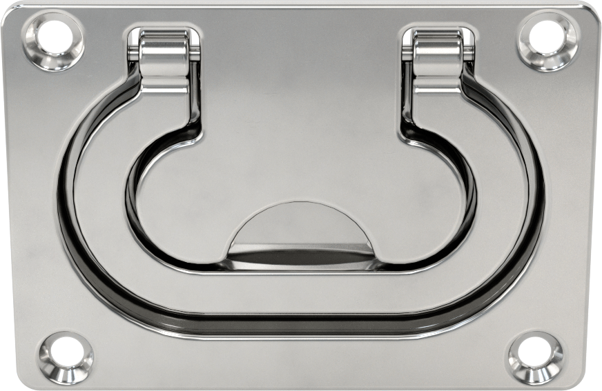 Montaj Plakalı Gömme Katlanır Çekme Kolu, Oval Tutamak, 316 Paslanmaz Çelik, 2-3/8" Genişlikte Tutamak, 1-1/4" Çıkıntı